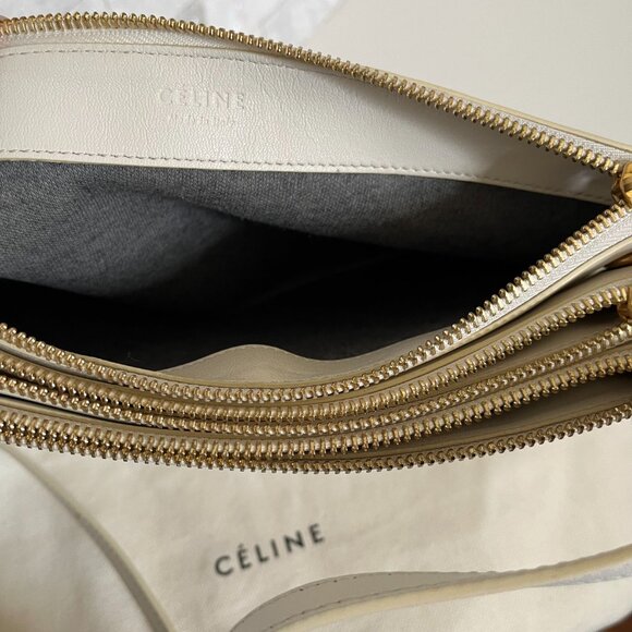 Céline Large Trio Crossbody Bag in White Lambskin - Picture 12 of 16